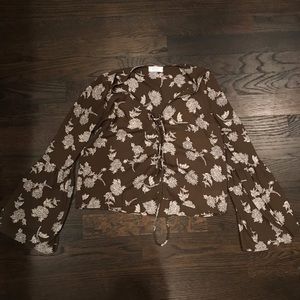 Army greenish colored blouse with bell sleeves